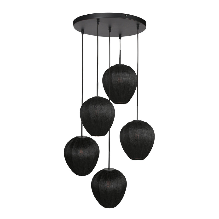 Hanglamp Silura 4282ZW – 5-lichts vide met ronde plafondplaat