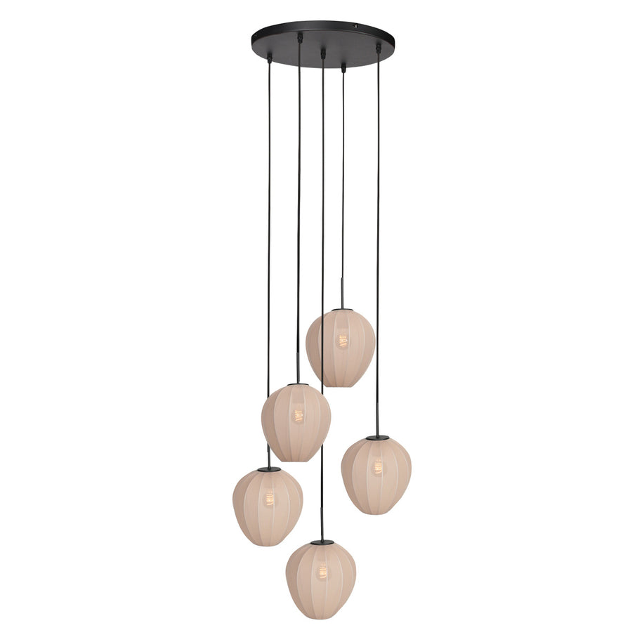 Hanglamp Silura 4283ZW – 5-lichts armatuur met ronde plafondplaat