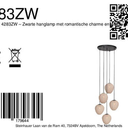 Hanglamp Silura 4283ZW – 5-lichts armatuur met ronde plafondplaat
