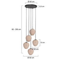 Hanglamp Silura 4283ZW – 5-lichts armatuur met ronde plafondplaat