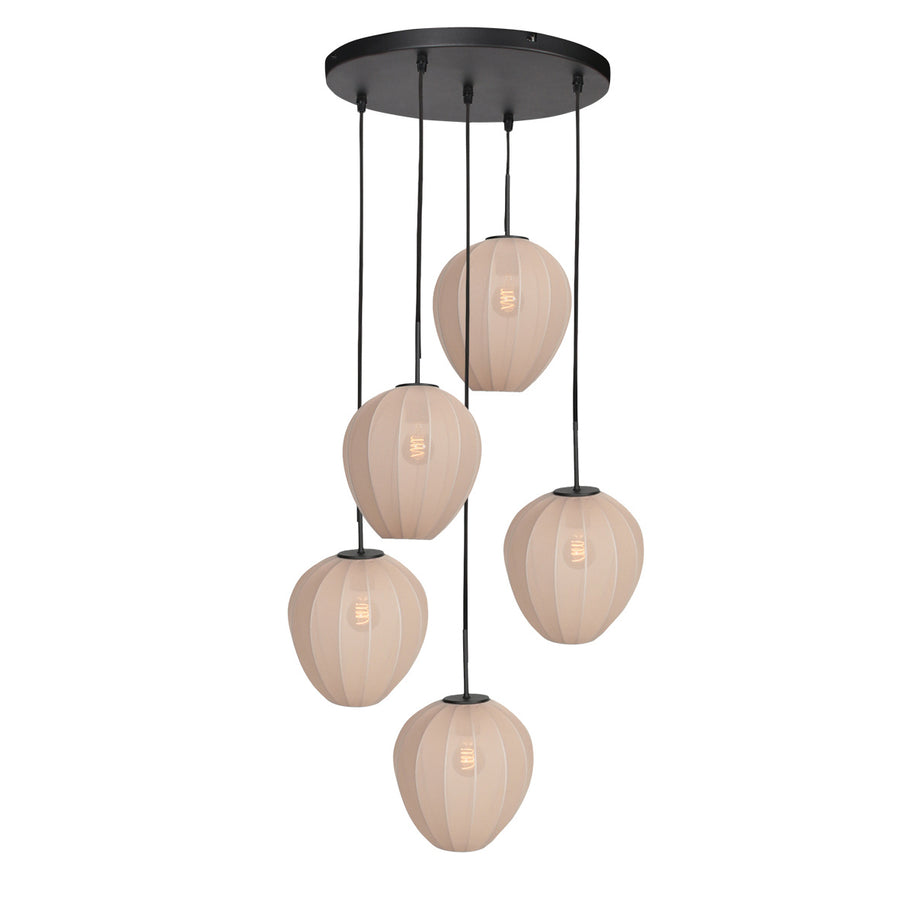 Hanglamp Silura 4283ZW – 5-lichts armatuur met ronde plafondplaat