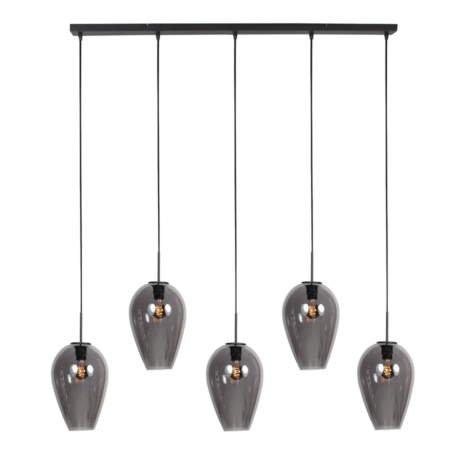 Hanglamp Drovia 4284ZW met gerookte glazen, subtiel en speels design