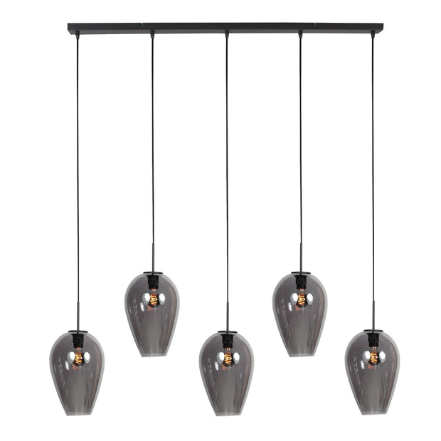 Hanglamp Drovia 4284ZW met gerookte glazen, subtiel en speels design