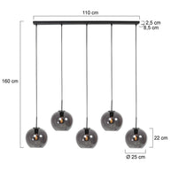 Sferio 4285ZW – langwerpige hanglamp met stijlvolle smoke glazen