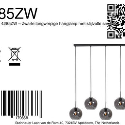 Sferio 4285ZW – langwerpige hanglamp met stijlvolle smoke glazen
