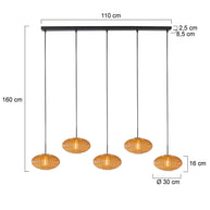 Hanglamp Aurelio 4286ZW – 5-lichts balk met ufo glas
