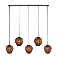 Hanglamp Silura 4287ZW – 5-lichts balk met linnen kapjes