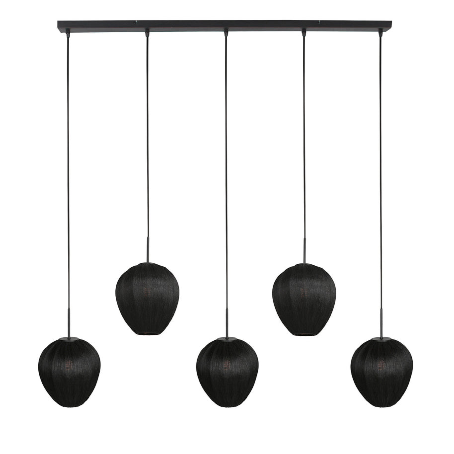 Hanglamp Silura 4287ZW – 5-lichts balk met linnen kapjes