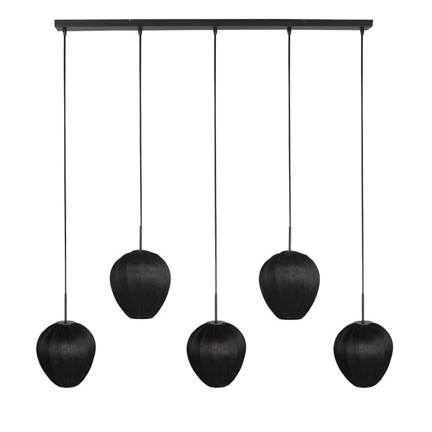 Hanglamp Silura 4287ZW – 5-lichts balk met linnen kapjes