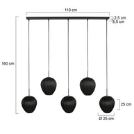 Hanglamp Silura 4287ZW – 5-lichts balk met linnen kapjes
