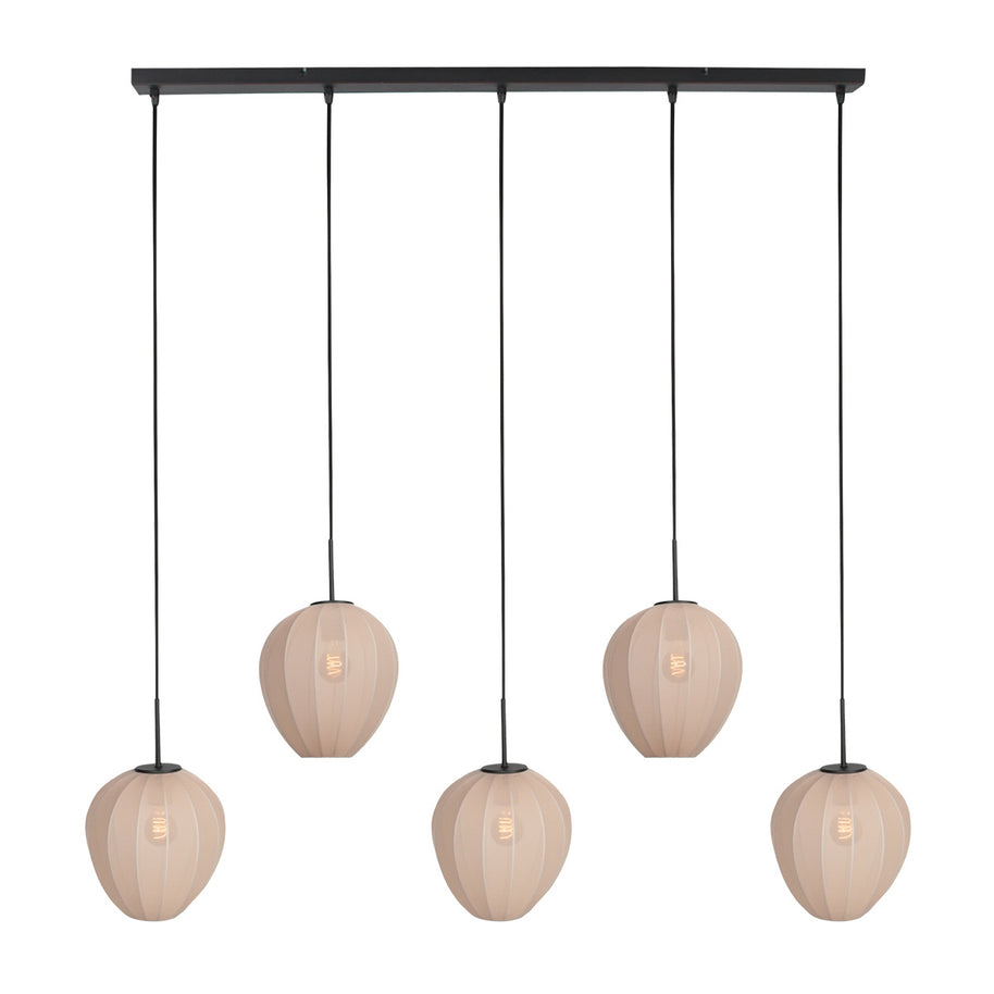 Hanglamp Silura 4288ZW – 5-lichts balk met linnen kapjes