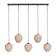 Hanglamp Silura 4288ZW – 5-lichts balk met linnen kapjes