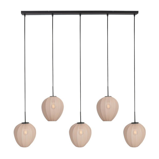 Hanglamp Silura 4288ZW – 5-lichts balk met linnen kapjes