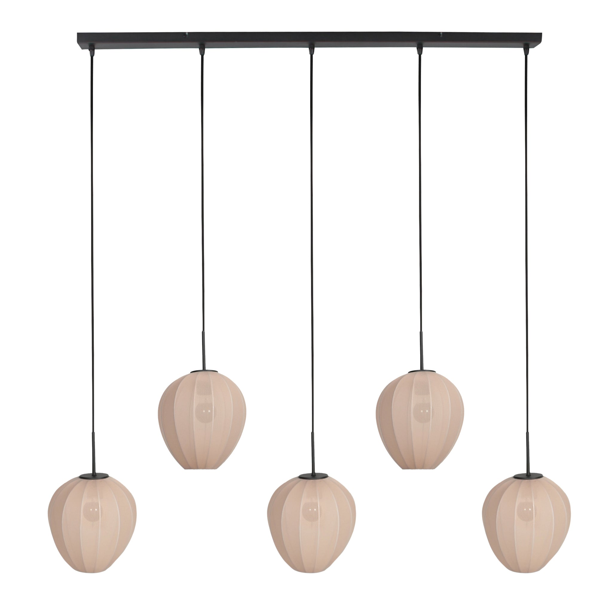 Hanglamp Silura 4288ZW – 5-lichts balk met linnen kapjes