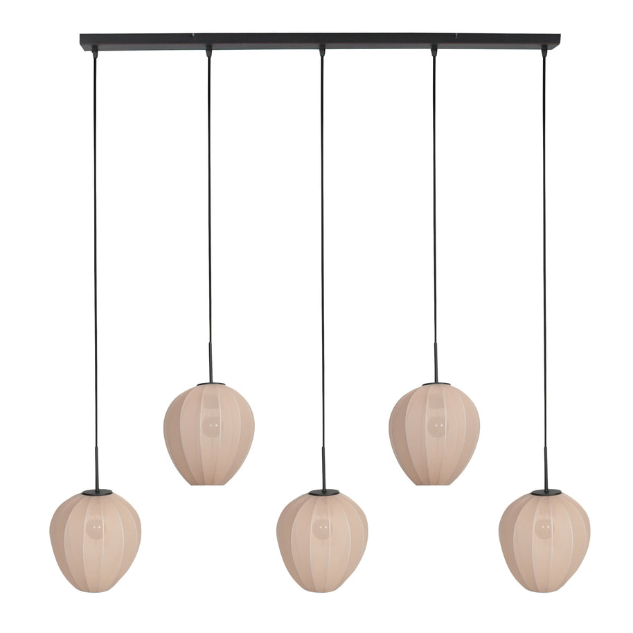 Hanglamp Silura 4288ZW – 5-lichts balk met linnen kapjes