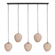 Hanglamp Silura 4288ZW – 5-lichts balk met linnen kapjes