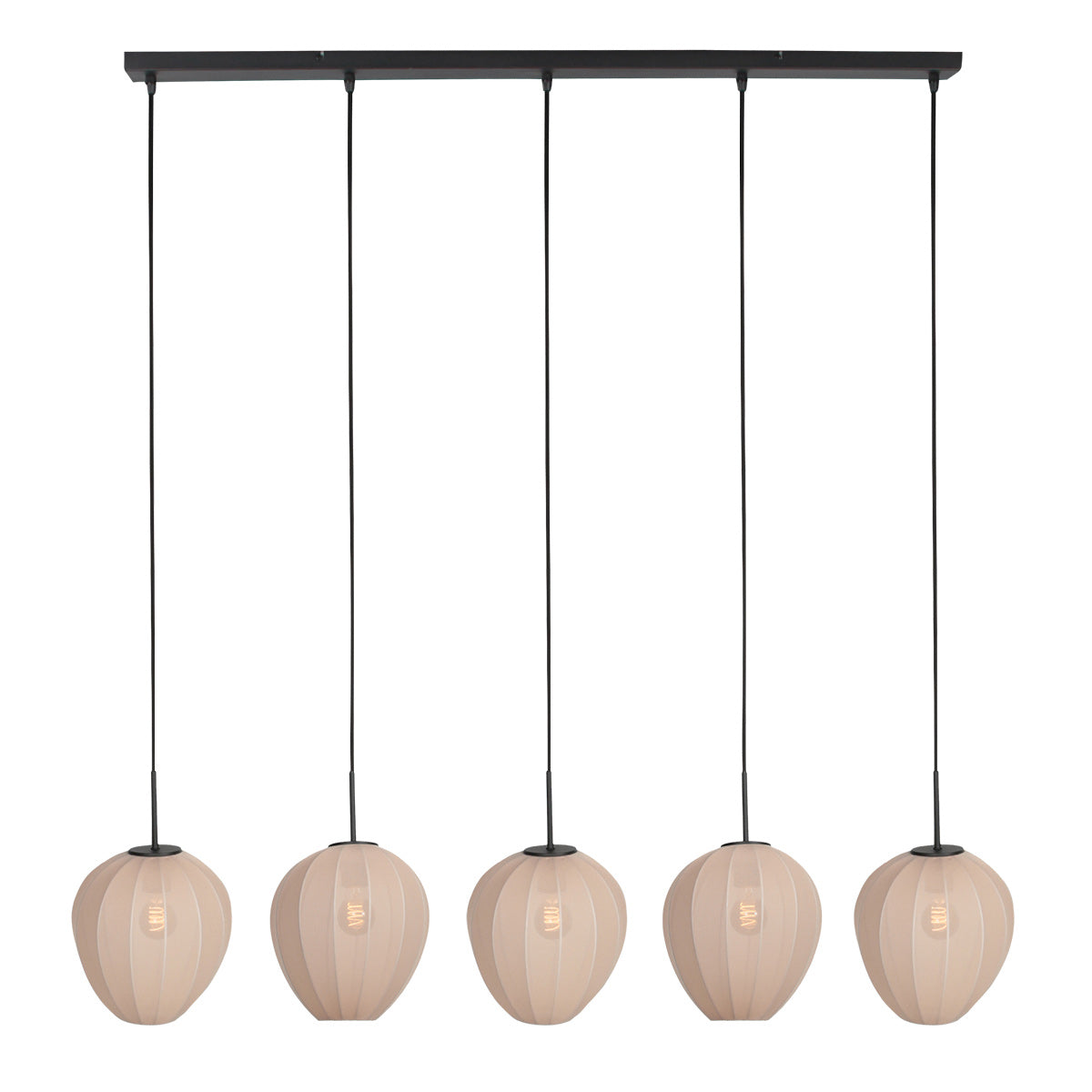 Hanglamp Silura 4288ZW – 5-lichts balk met linnen kapjes