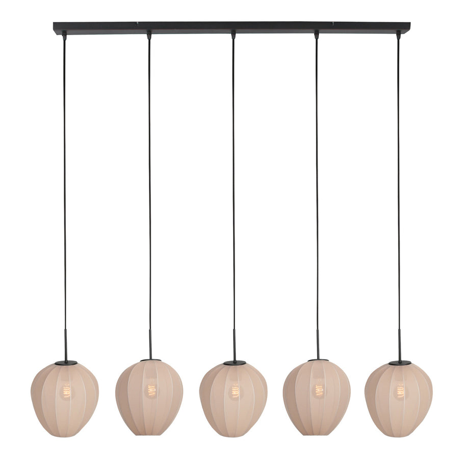 Hanglamp Silura 4288ZW – 5-lichts balk met linnen kapjes