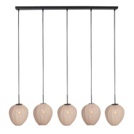 Hanglamp Silura 4288ZW – 5-lichts balk met linnen kapjes