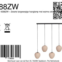 Hanglamp Silura 4288ZW – 5-lichts balk met linnen kapjes