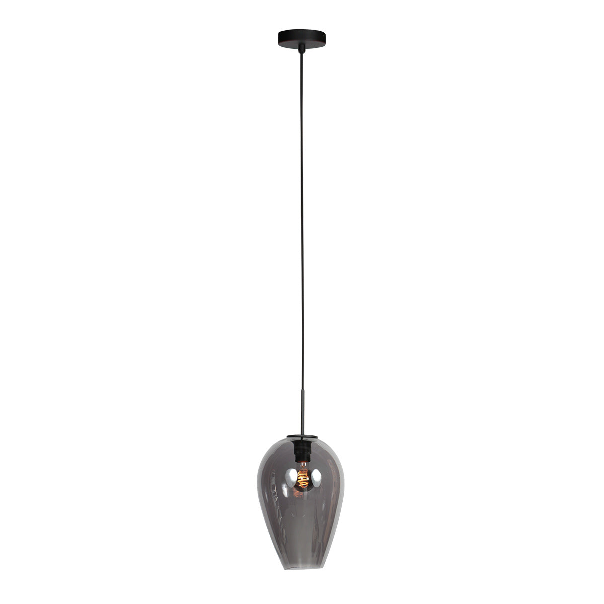 Hanglamp Drovia 4289ZW met gerookt glas, warme blikvanger