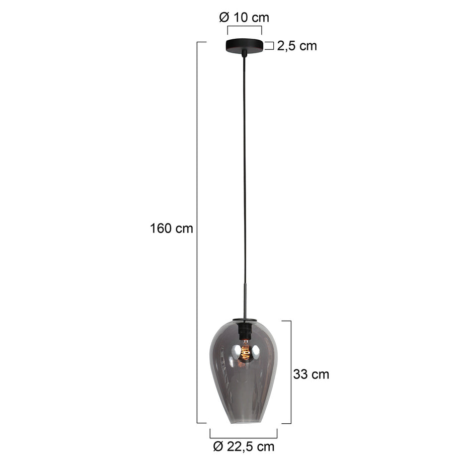 Hanglamp Drovia 4289ZW met gerookt glas, warme blikvanger