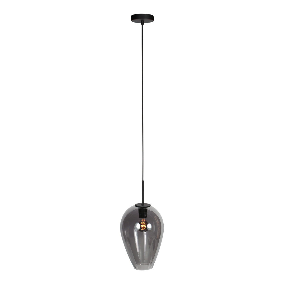 Hanglamp Drovia 4289ZW met gerookt glas, warme blikvanger