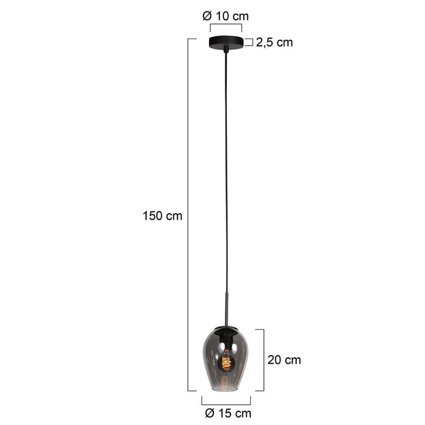 Hanglamp Drovia 4290ZW met rookglas, stijlvol compact ontwerp