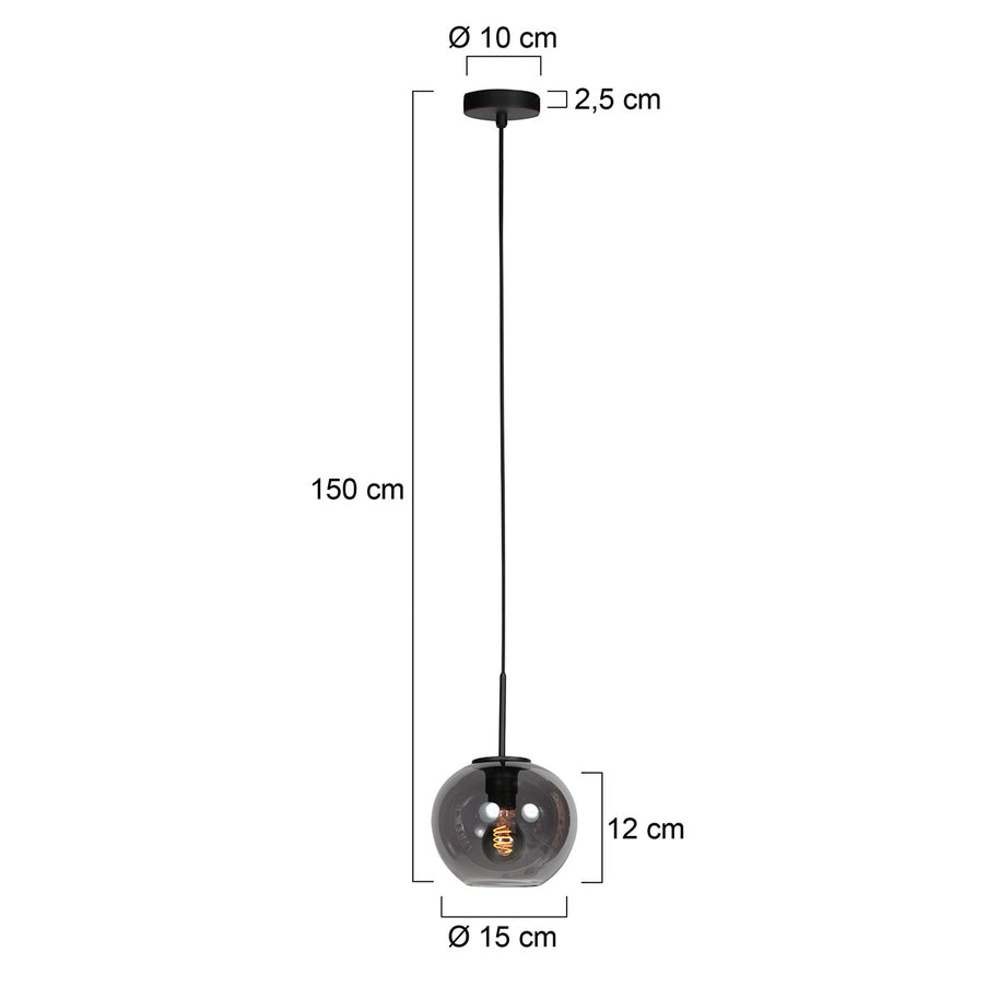 Sferio 4291ZW hanglamp met rookglas en elegante pendel