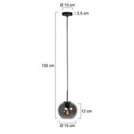 Sferio 4291ZW hanglamp met rookglas en elegante pendel