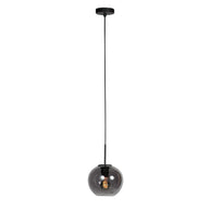 Sferio 4292ZW – Zwarte hanglamp met bolvormig gerookt glas van Ø 20 cm