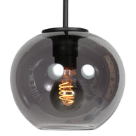 Sferio 4292ZW – Zwarte hanglamp met bolvormig gerookt glas van Ø 20 cm