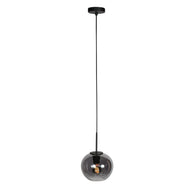 Sferio 4292ZW – Zwarte hanglamp met bolvormig gerookt glas van Ø 20 cm