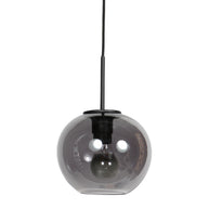 Sferio 4292ZW – Zwarte hanglamp met bolvormig gerookt glas van Ø 20 cm