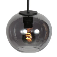 Sferio 4292ZW – Zwarte hanglamp met bolvormig gerookt glas van Ø 20 cm