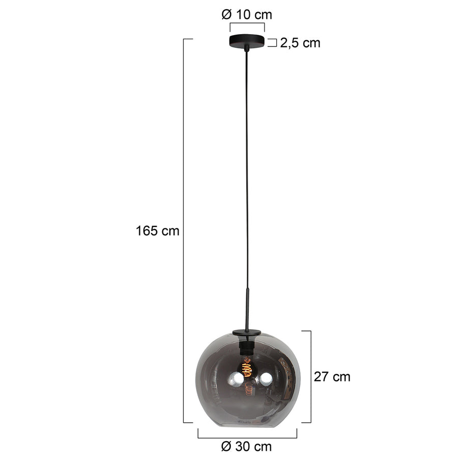 Sferio 4294ZW hanglamp met bolvormig smoke glas van Ø25 cm