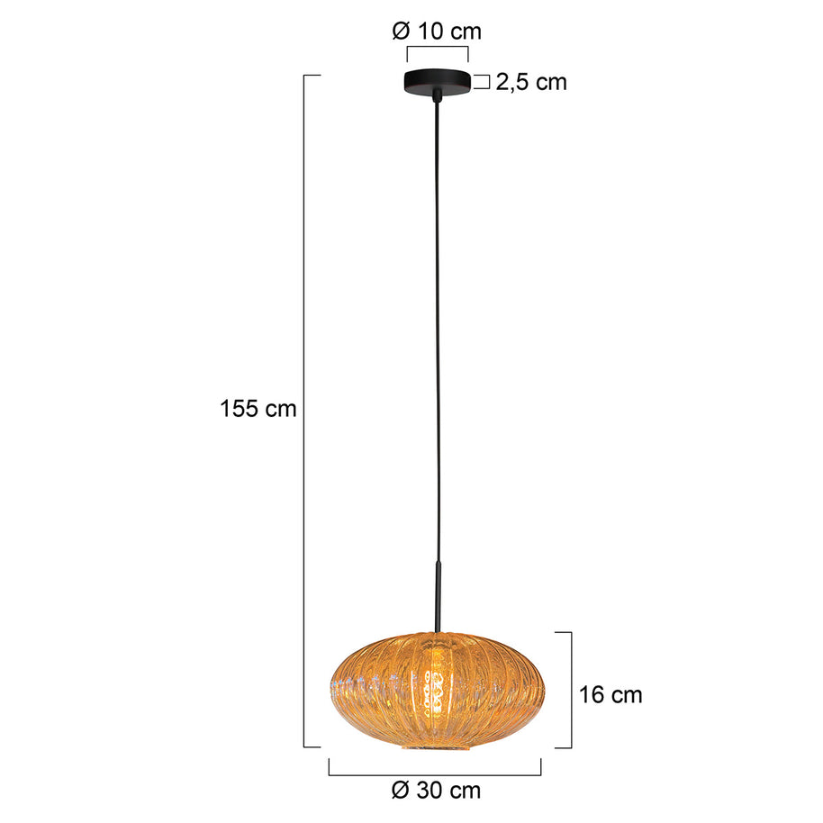 Hanglamp Aurelio 4295ZW – pendel met ufo amber glas
