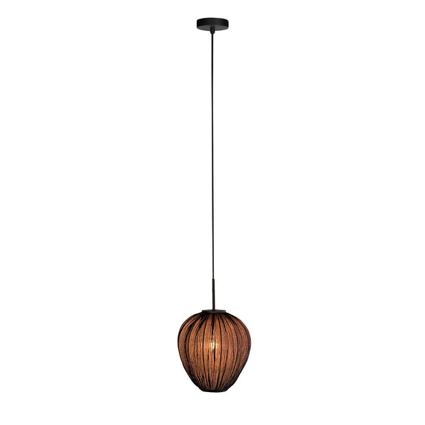 Hanglamp Silura 4297ZW 1-lichts met zwart linnen kapje
