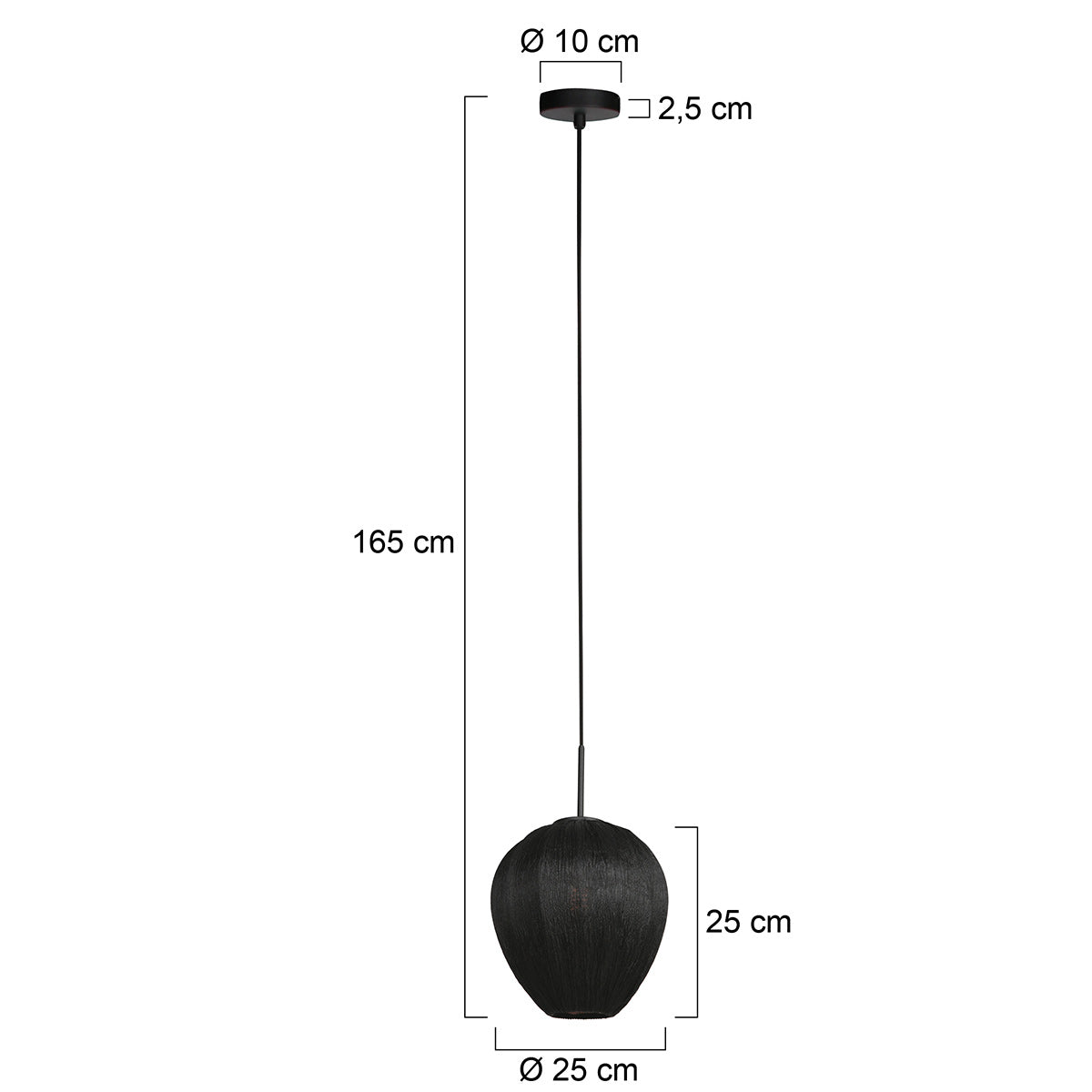 Hanglamp Silura 4297ZW 1-lichts met zwart linnen kapje