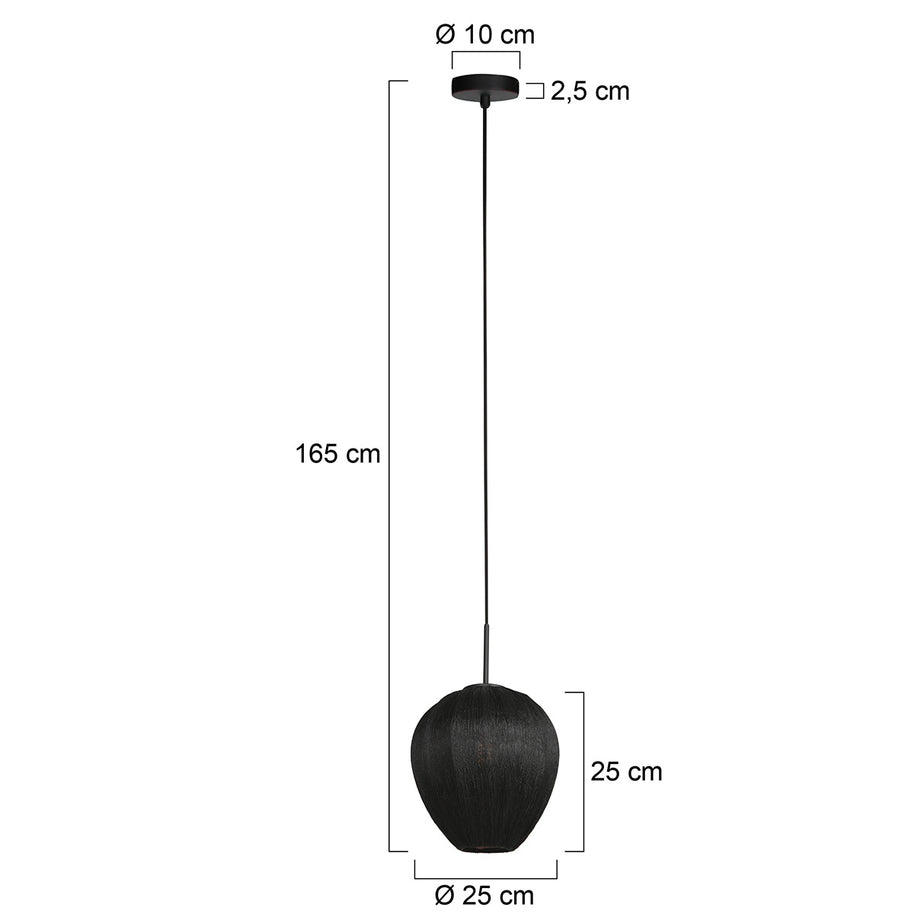 Hanglamp Silura 4297ZW 1-lichts met zwart linnen kapje