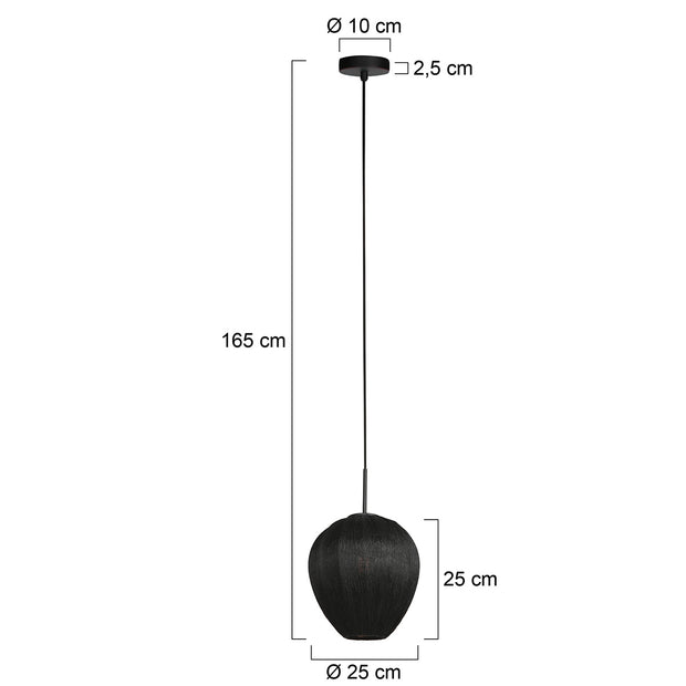 Hanglamp Silura 4297ZW 1-lichts met zwart linnen kapje