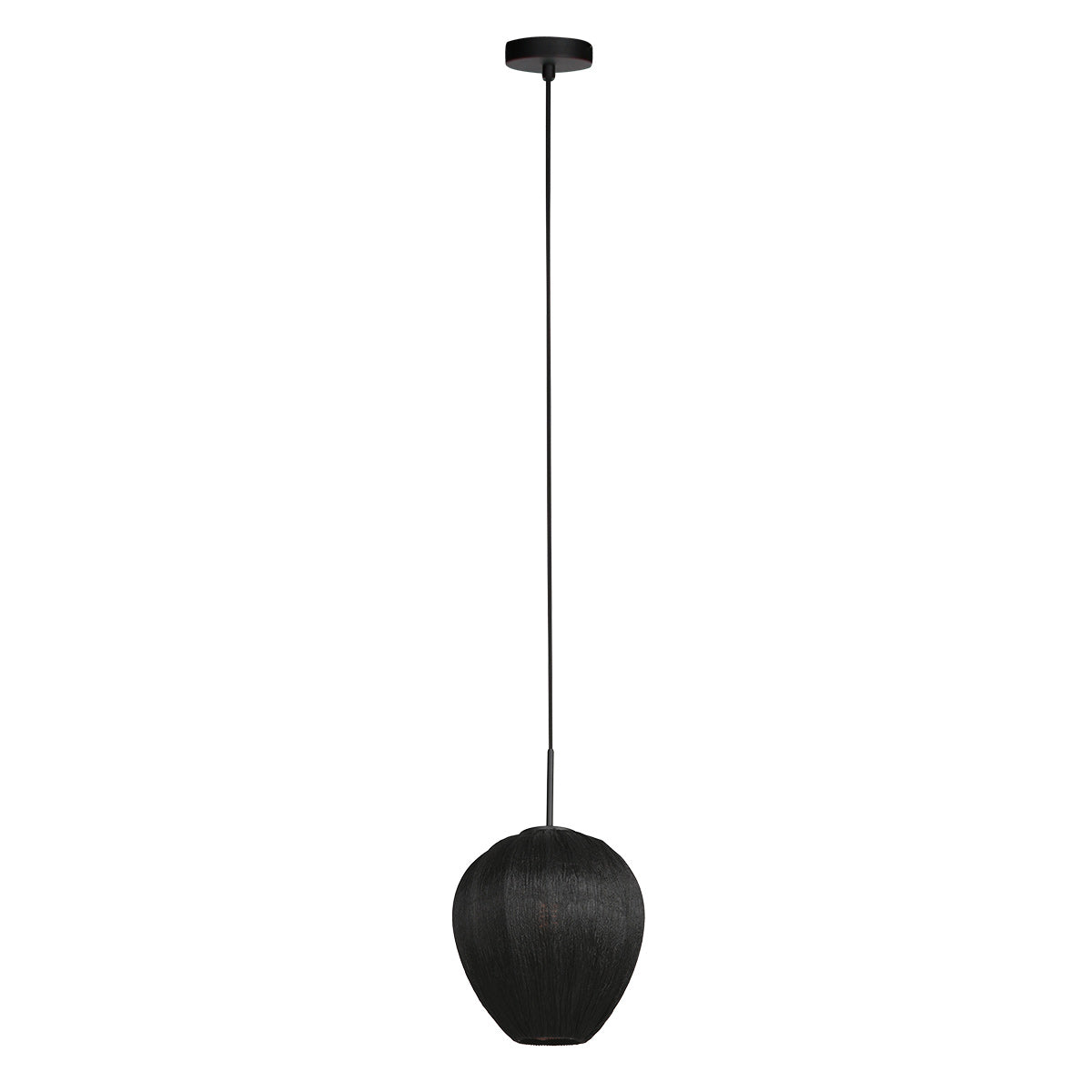 Hanglamp Silura 4297ZW 1-lichts met zwart linnen kapje