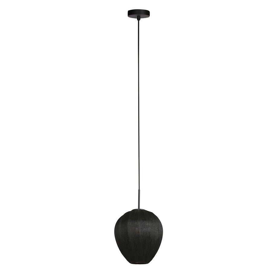 Hanglamp Silura 4297ZW 1-lichts met zwart linnen kapje