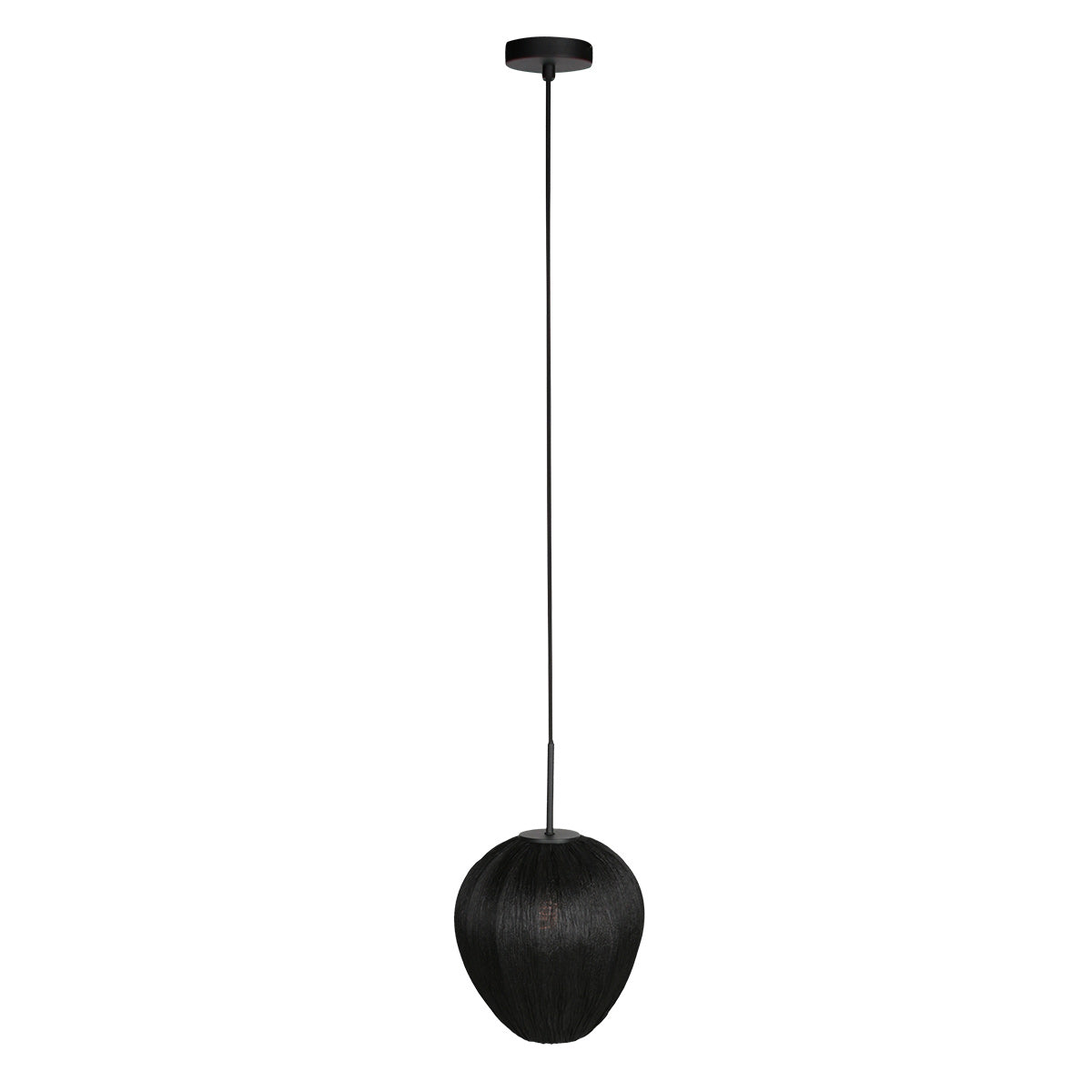 Hanglamp Silura 4297ZW 1-lichts met zwart linnen kapje