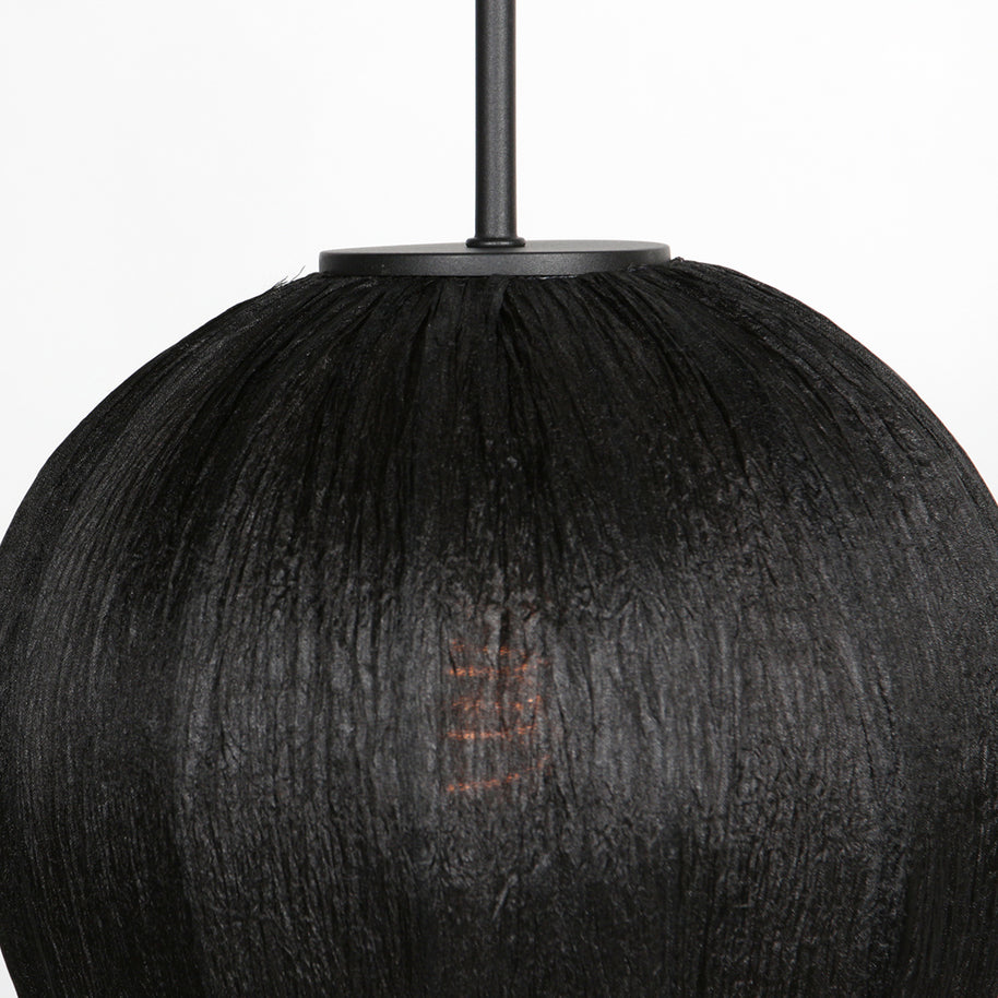 Hanglamp Silura 4297ZW 1-lichts met zwart linnen kapje