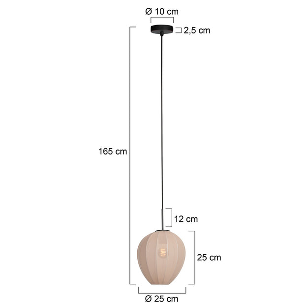 Hanglamp Silura 4298ZW 1-lichts met crème linnen kapje