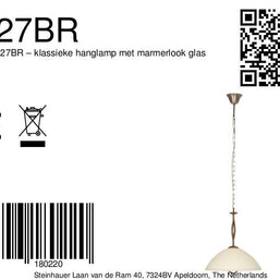 Anthea 4327BR – klassieke hanglamp met marmerlook glas