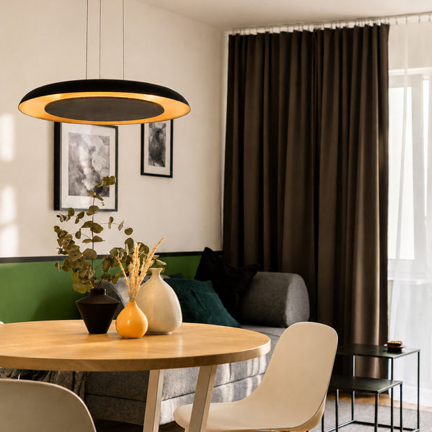 Golden Veil 4332ZW – elegante zwarte hanglamp met gouden binnenzijde