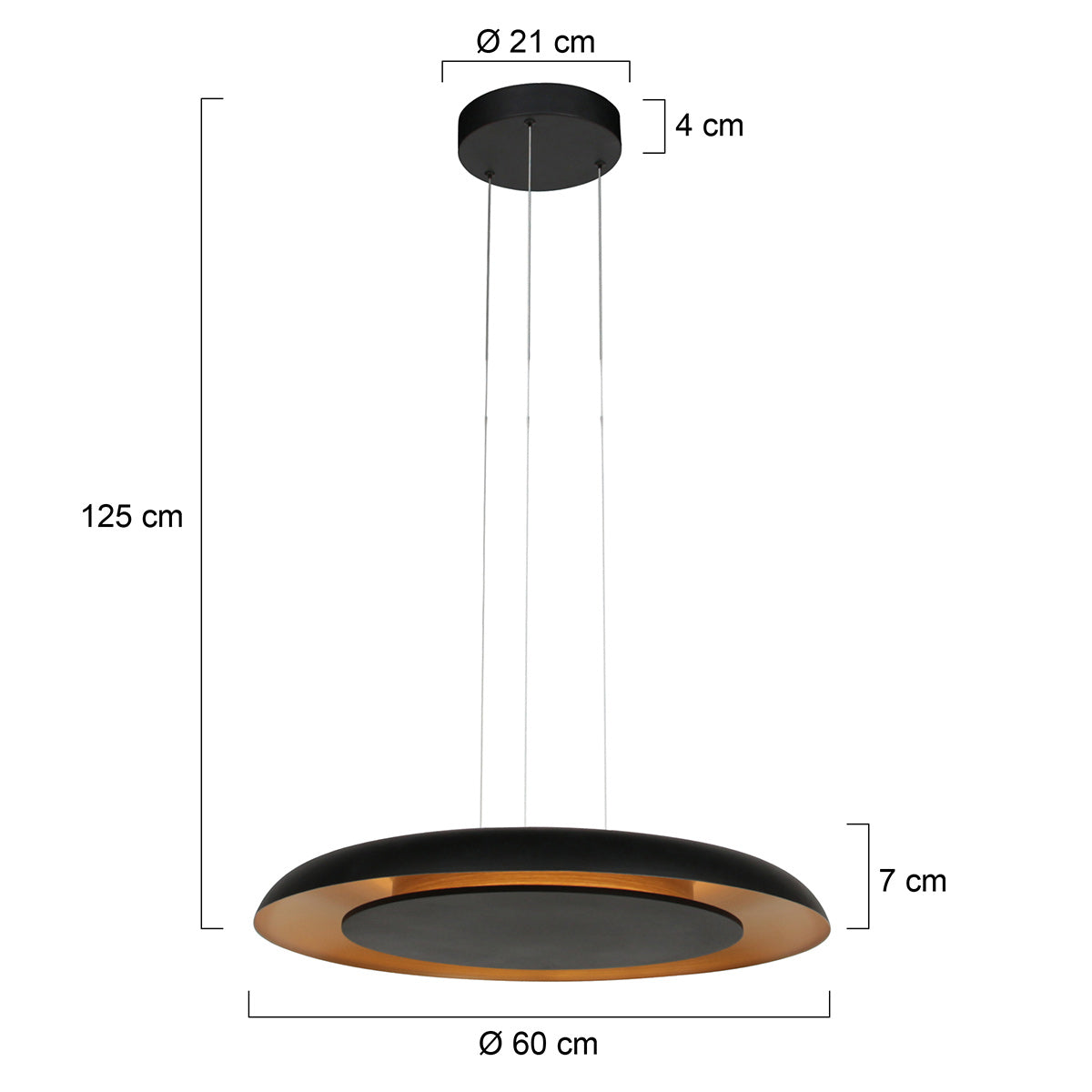 Golden Veil 4332ZW – elegante zwarte hanglamp met gouden binnenzijde