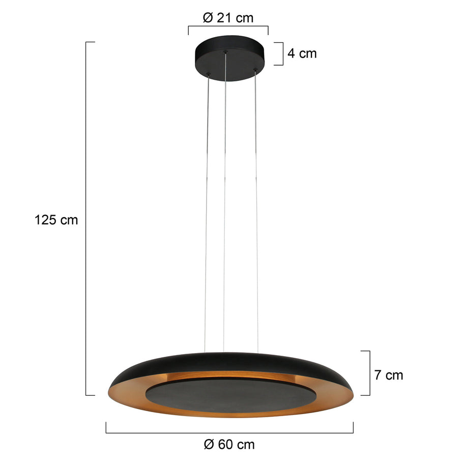 Golden Veil 4332ZW – elegante zwarte hanglamp met gouden binnenzijde